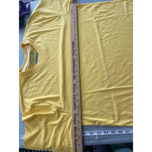 Homefield Crewneck Short Sleeve TShirt Men XL Yellow Cotton Poly Plain Basic Tee - Picture 5 of 6